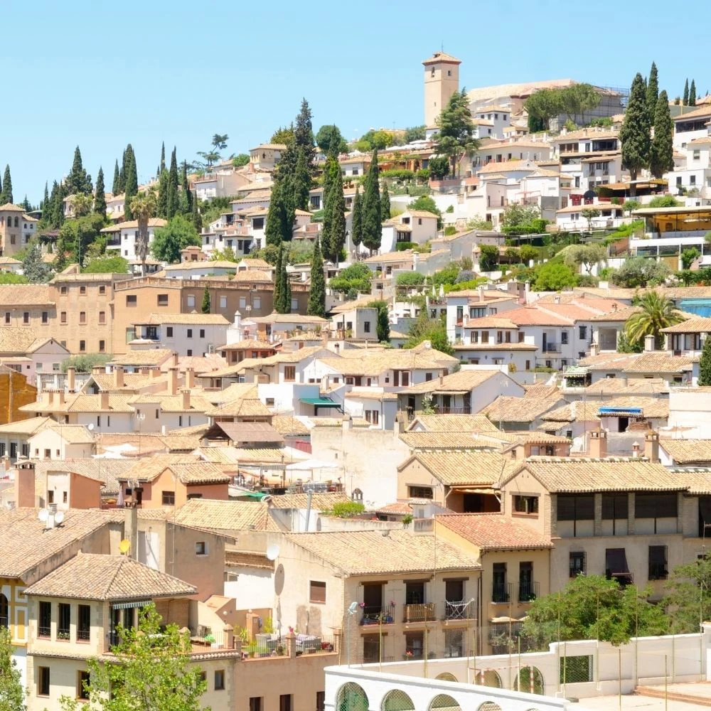 Vista del Albaicín y el Sacromonte desde la Alhambra